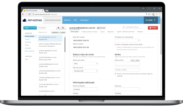 Painel de Hospedagem