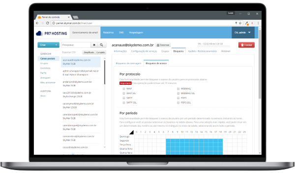 Painel de Hospedagem