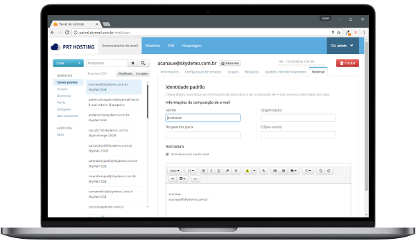 Painel de Hospedagem