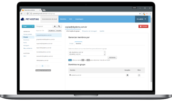 Painel Grupo de E-mail