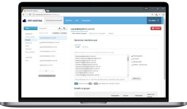 Painel Grupo de E-mail