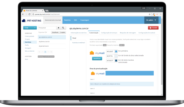 Painel Domínios