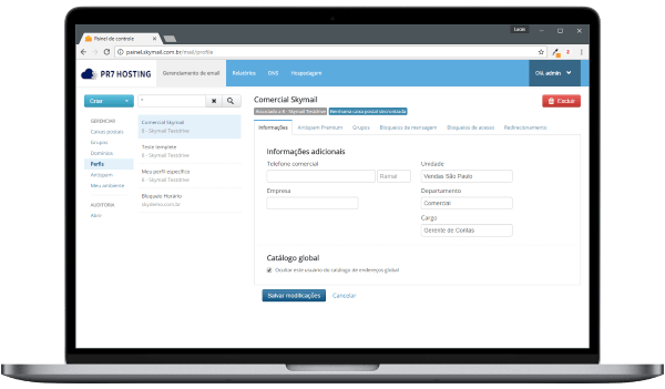 Painel Perfil de Contas